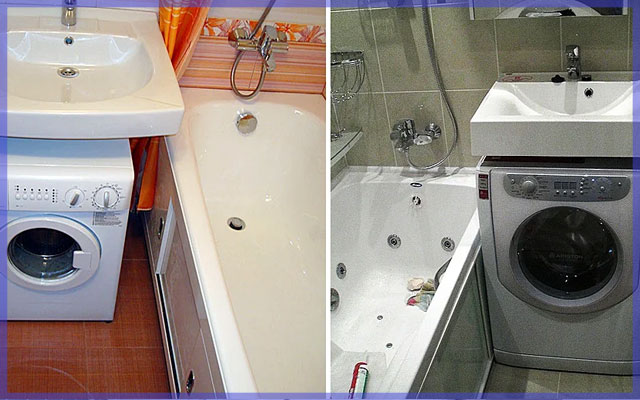 Дизайн ванной комнате со стиральной машинкой и с туалетом